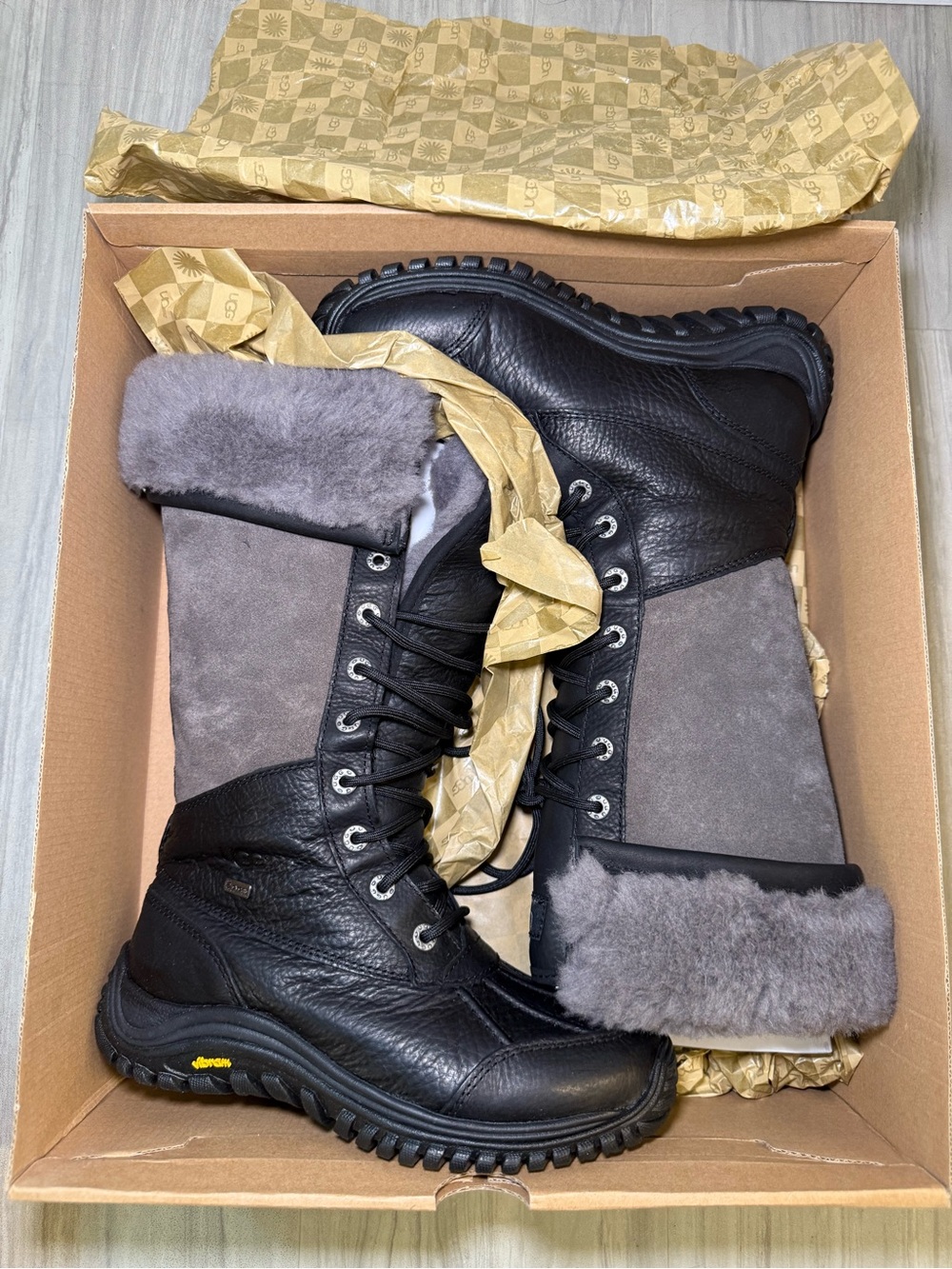 UGG Australia Adirondack Tall Waterproof Boots Black Size 6 NIB
